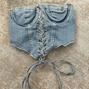 FashionNova Crop Denim Strapless Top